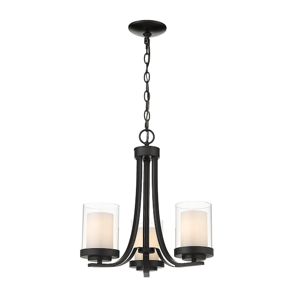 Z-Lite Willow 3 Light Chandelier, Matte Black, Inner White & Outer Clear 426-3C-MB - main